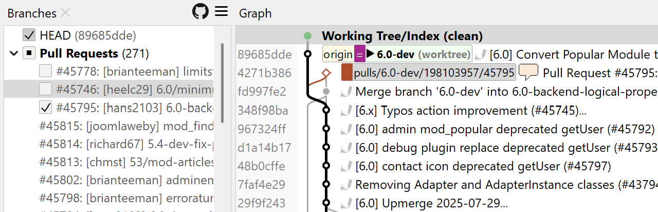 SmartGit's GitHub integration interface for cloning repositories, creating pull requests, and managing code reviews directly from desktop.