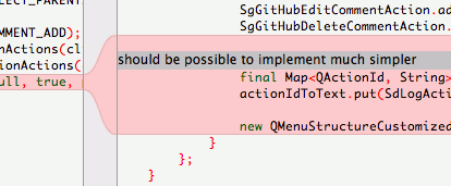 SmartGit's Changes view with inline code review comments.