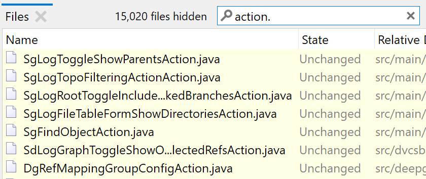 SmartGit 20.1 improved filtering with substring matching and regex boundary controls