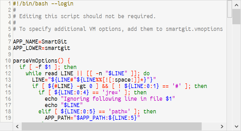 SmartGit 20.2 enhanced syntax highlighting with support for Swift, Dart, Nim, and shell scripts