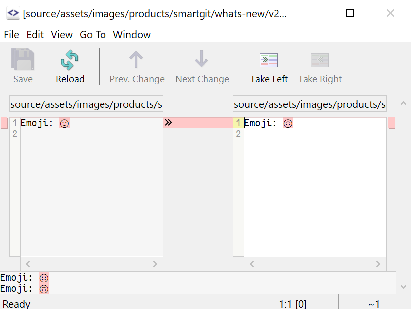 SmartGit 20.2 UTF-32 character support enabling emoji and extended Unicode in code