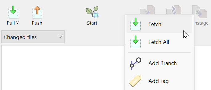 SmartGit 23.1 customizable toolbar with context-sensitive command additions