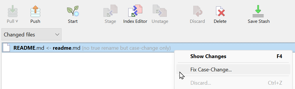 SmartGit 24.1 case-change detection with rename options for cross-platform compatibility